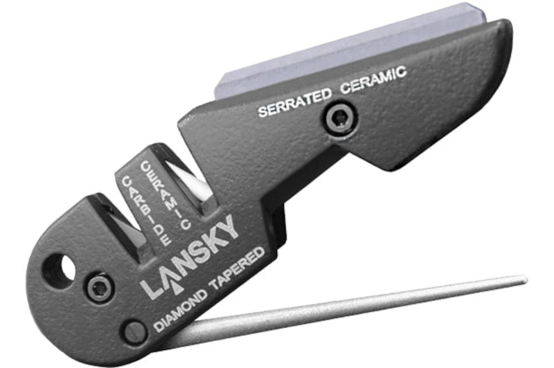 Lansky pocket knife sharpener on white background